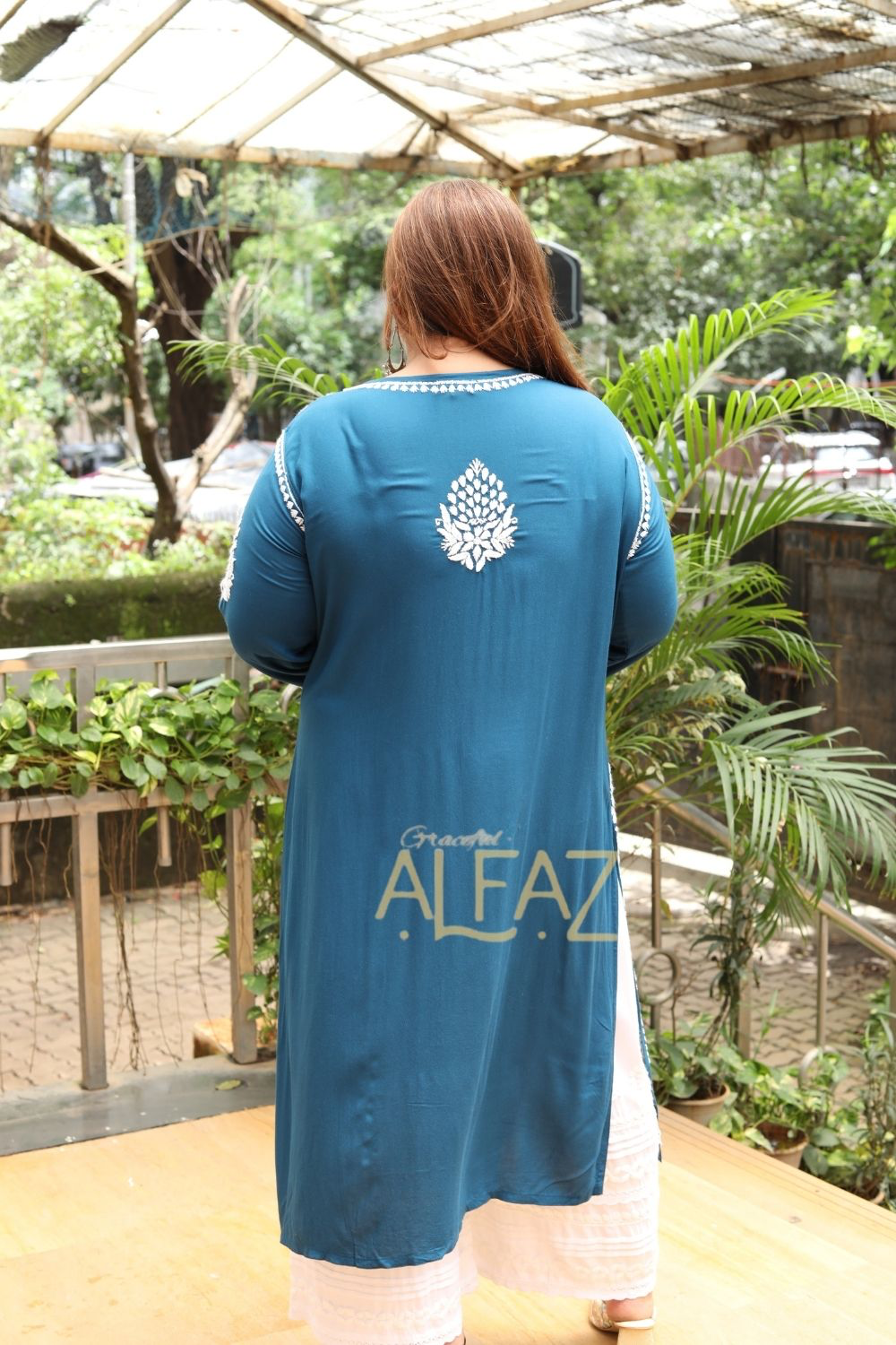 Aanya Rayon Chikankari Long Kurta Plus Size