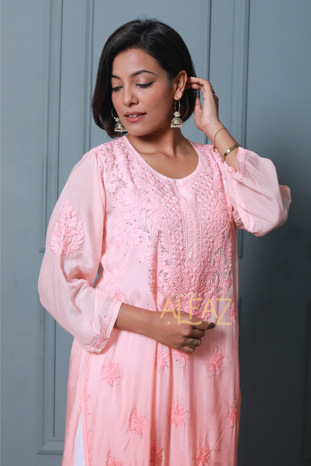 Dina Premium Muslin 3D Chikankari & Mukaish Kurti