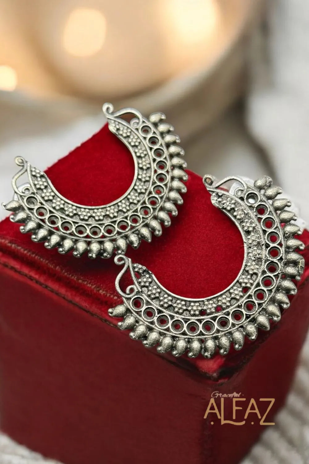 Riya Silver Oxidized Bali | Earrings