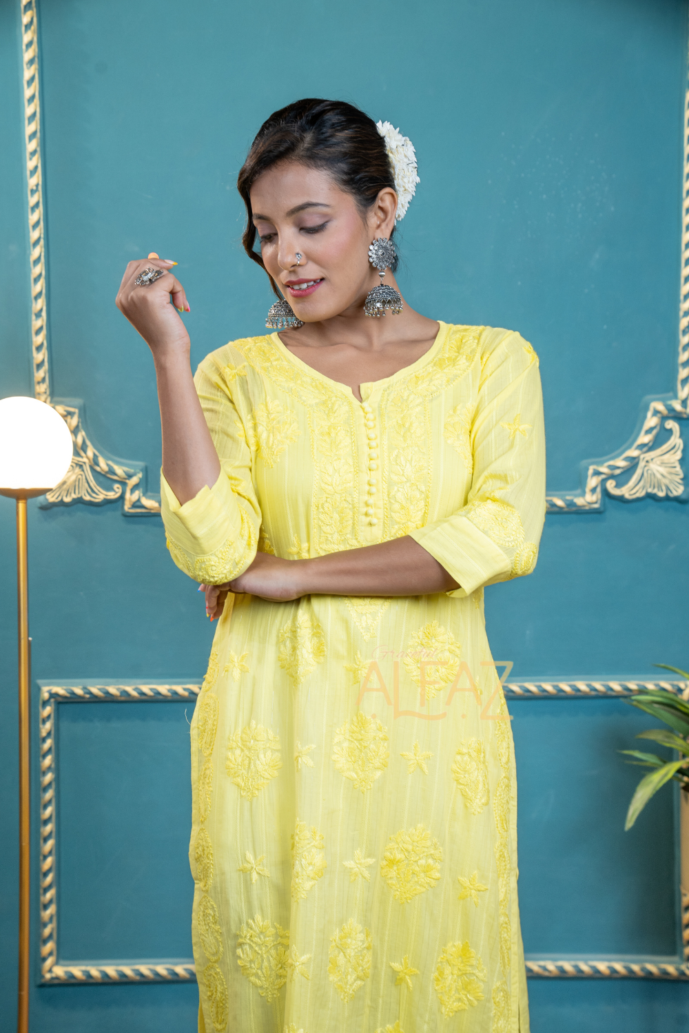 Sona Zari Lining Pure Mulmul Chikankari Kurti