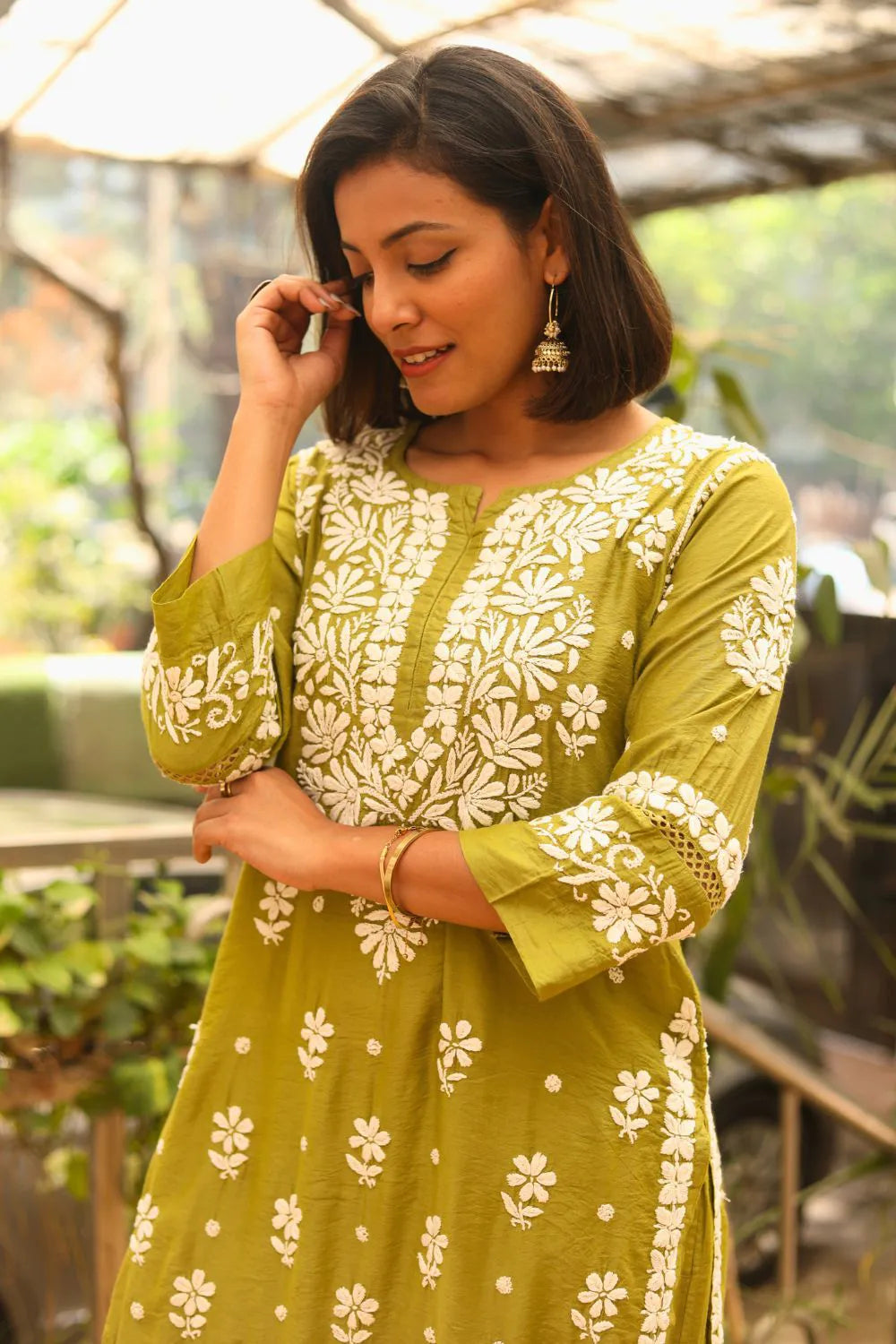 Shahira Chanderi Chikankari Pant Set