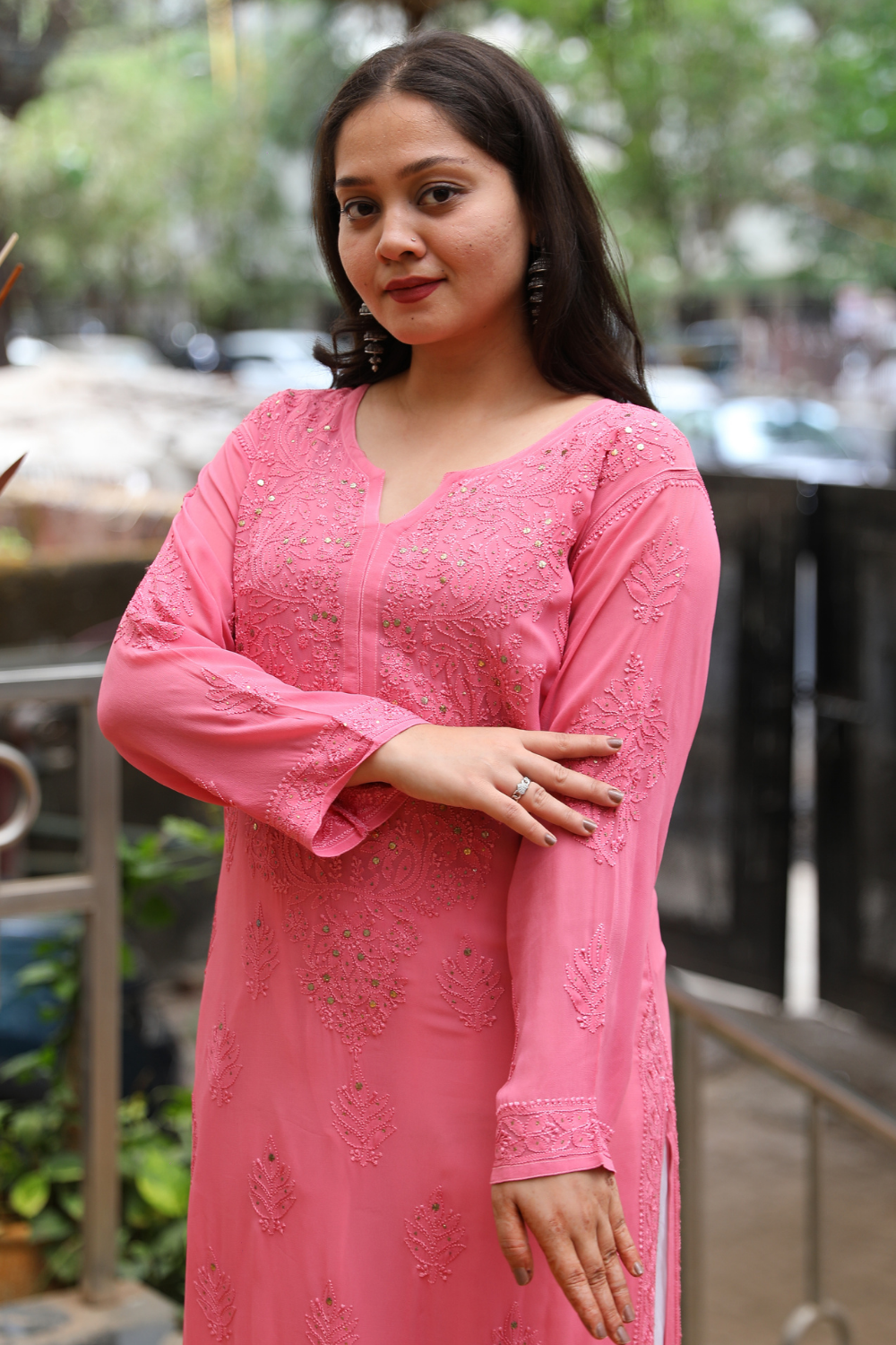 Fiza Premium Viscose Jaal Chikankari & Mukaish KURTI