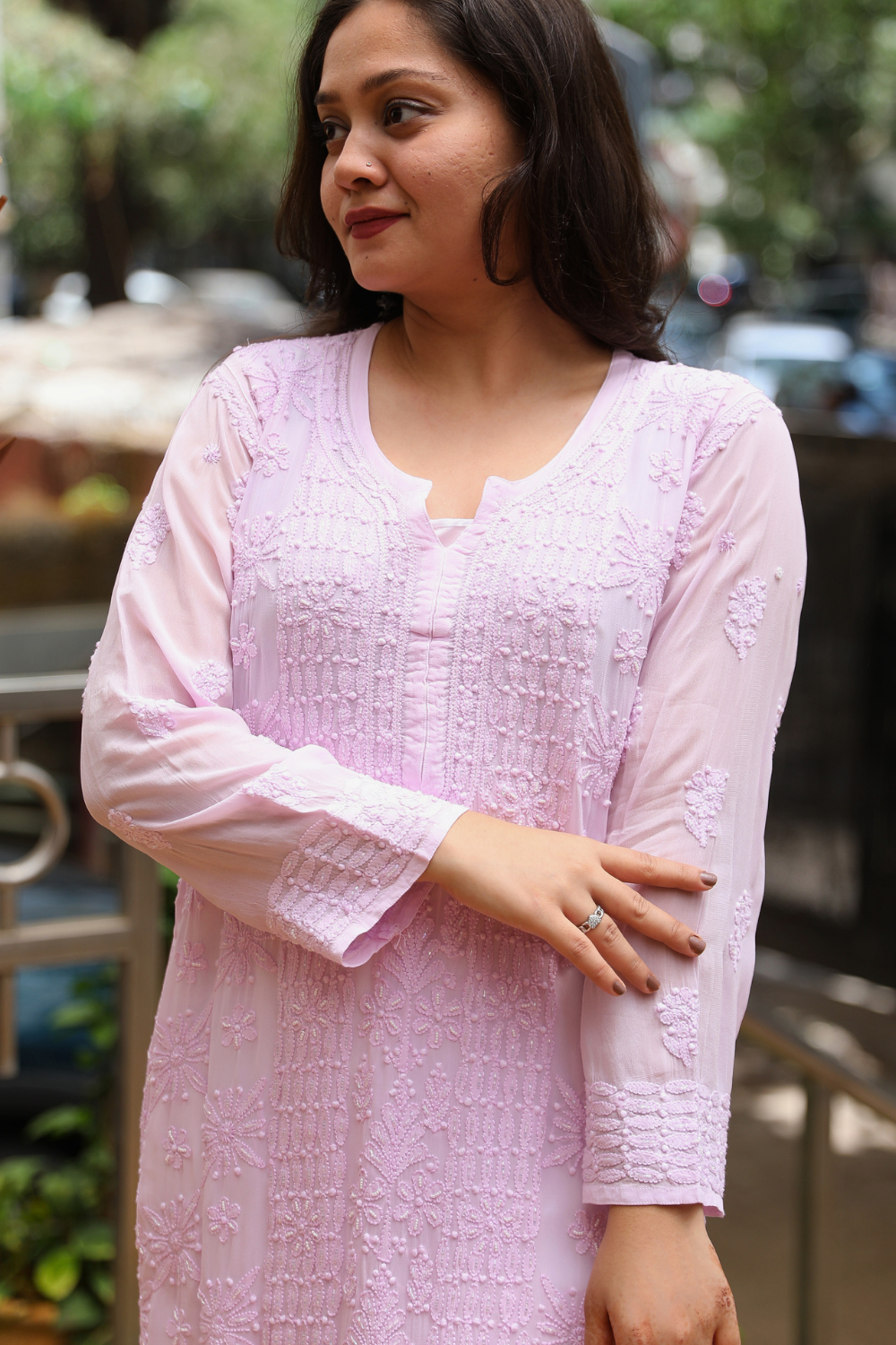 Israa Viscose Designer Jaal  Add On Cutdana And Pearl Work Chikankari Kurti