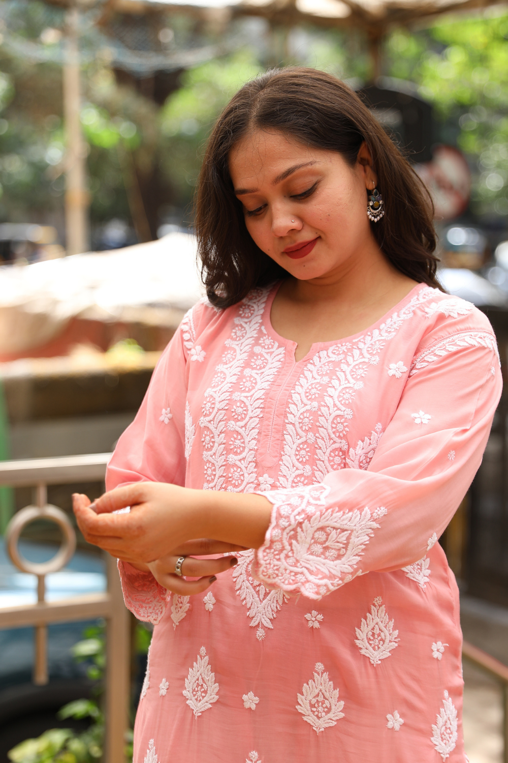 Dania Premium Muslin 3D Chikankari  Cutwork Kurti Pant Set
