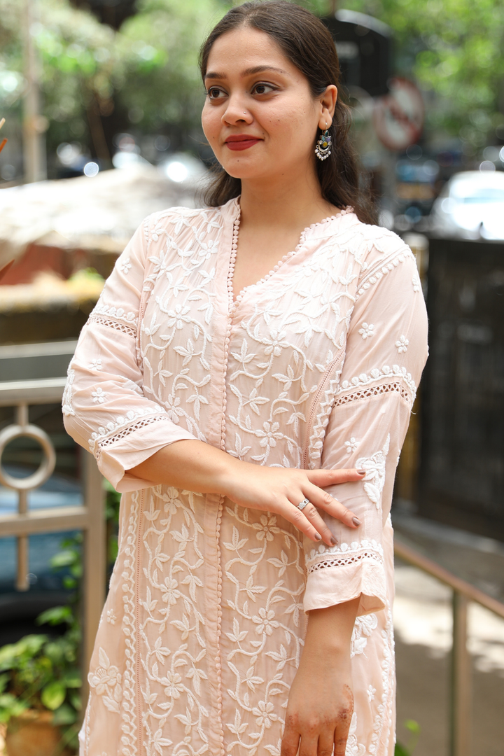 Mehak Premium Muslin 3D Chikankari Ombre Kurti Palazzo Set
