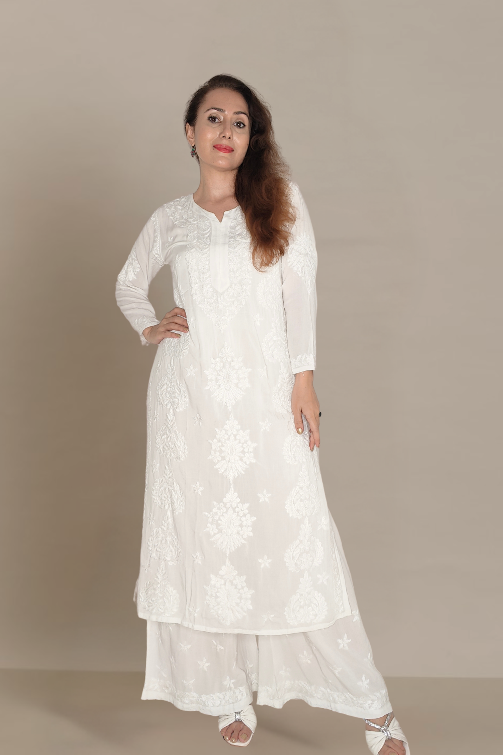 chikankari plazo suit