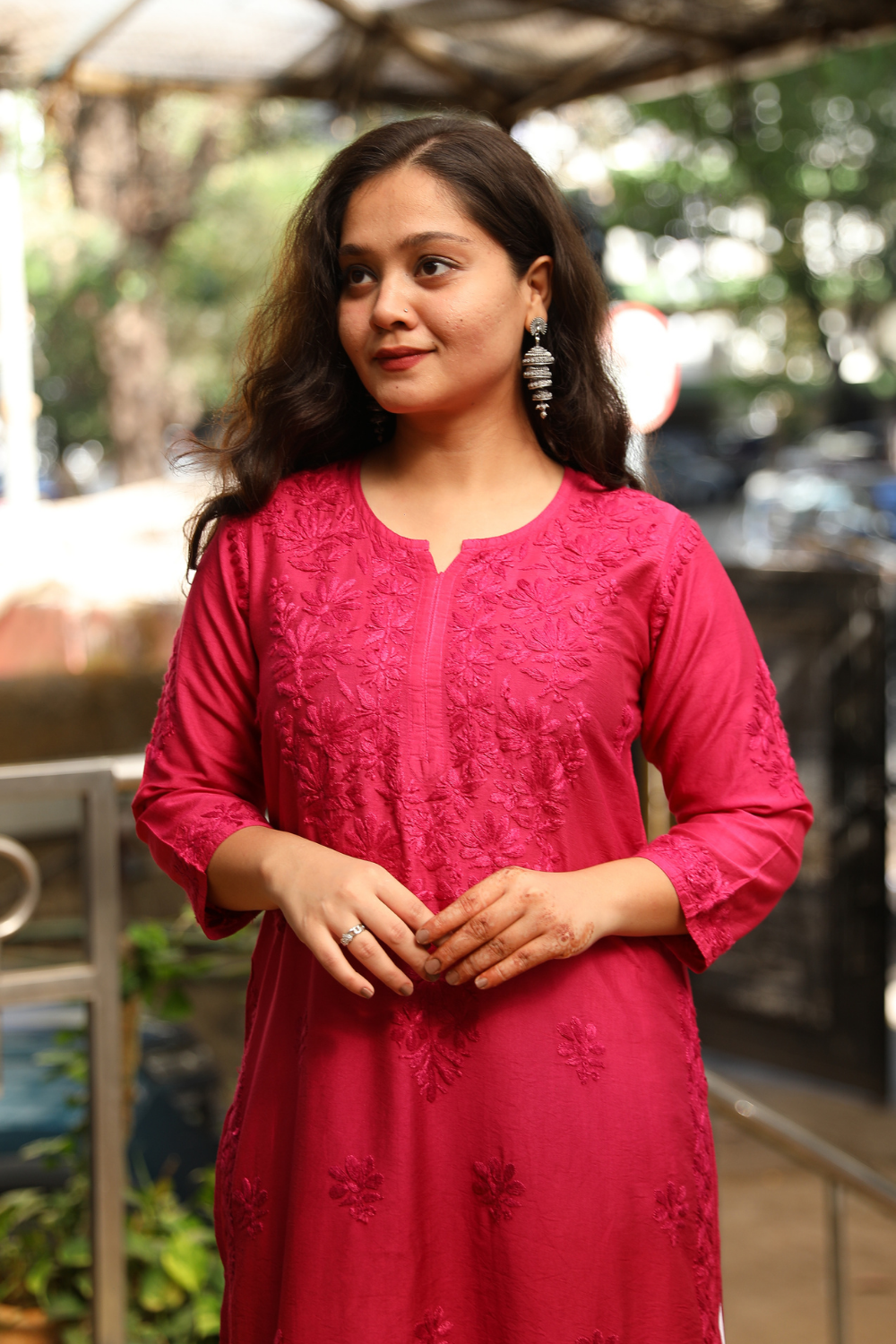 Maysa Chanderi Silk Chikankari Tone To Tone Ombre   Kurti
