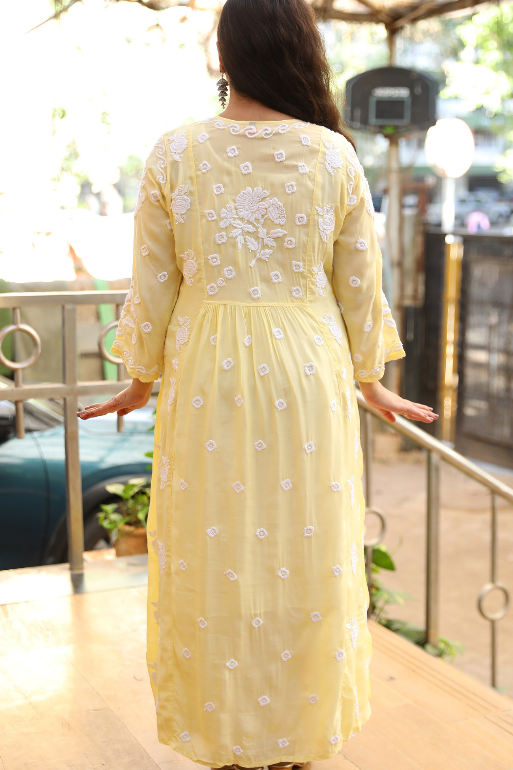 Rabia 3D  Chikankari A-line Gown | Lucknowi Chikankari Gown