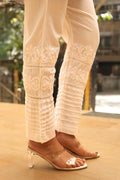 Sidra Lycra Chikankari White Pant