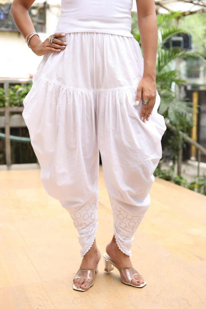 Ira Mulmul Chikankari White Tulip Pant