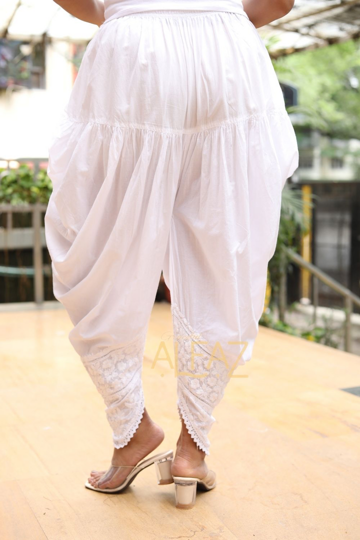 Ira Mulmul Chikankari White Tulip Pant