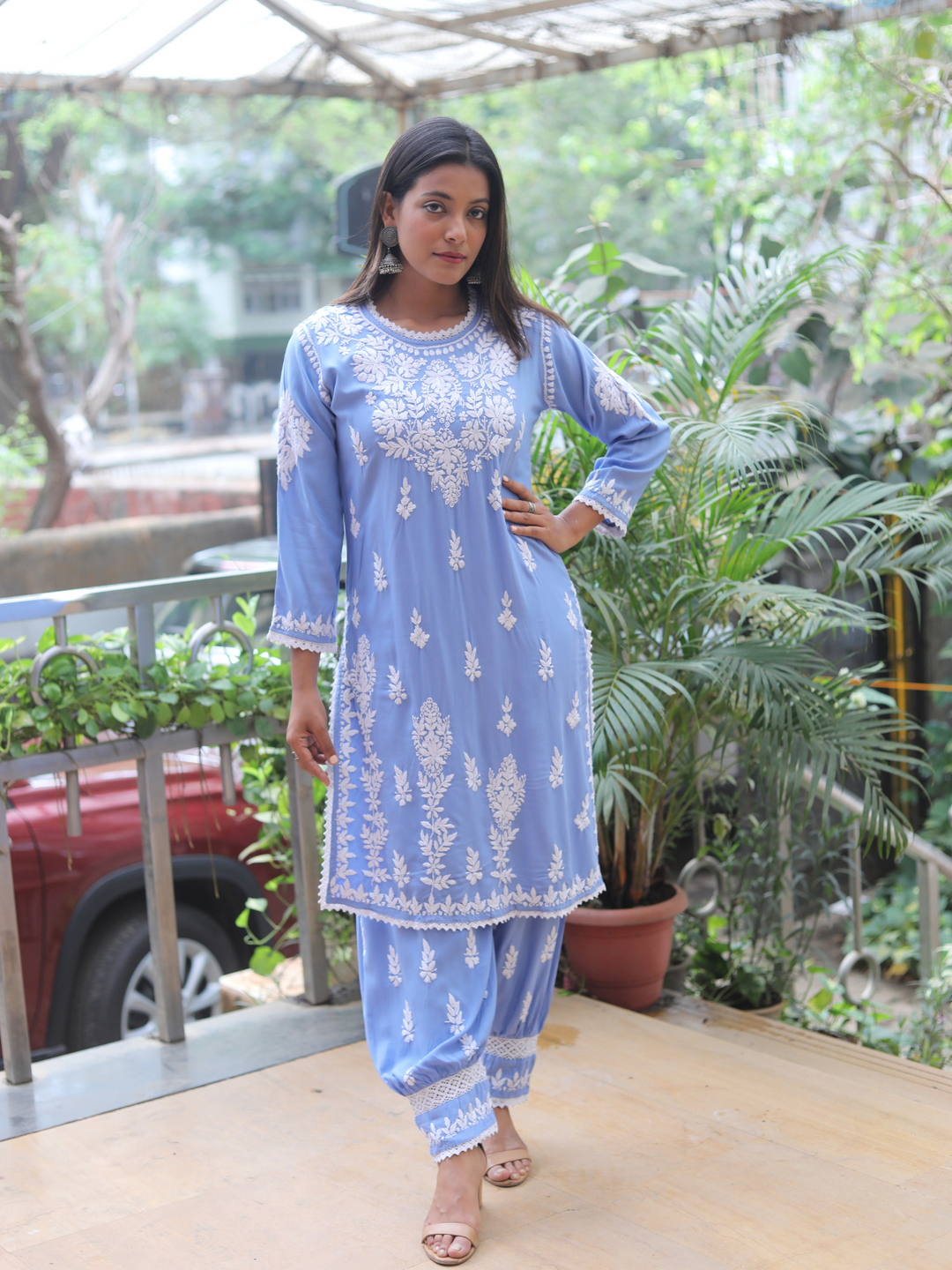 Hafsa Rayon Chikankari Afghani Set