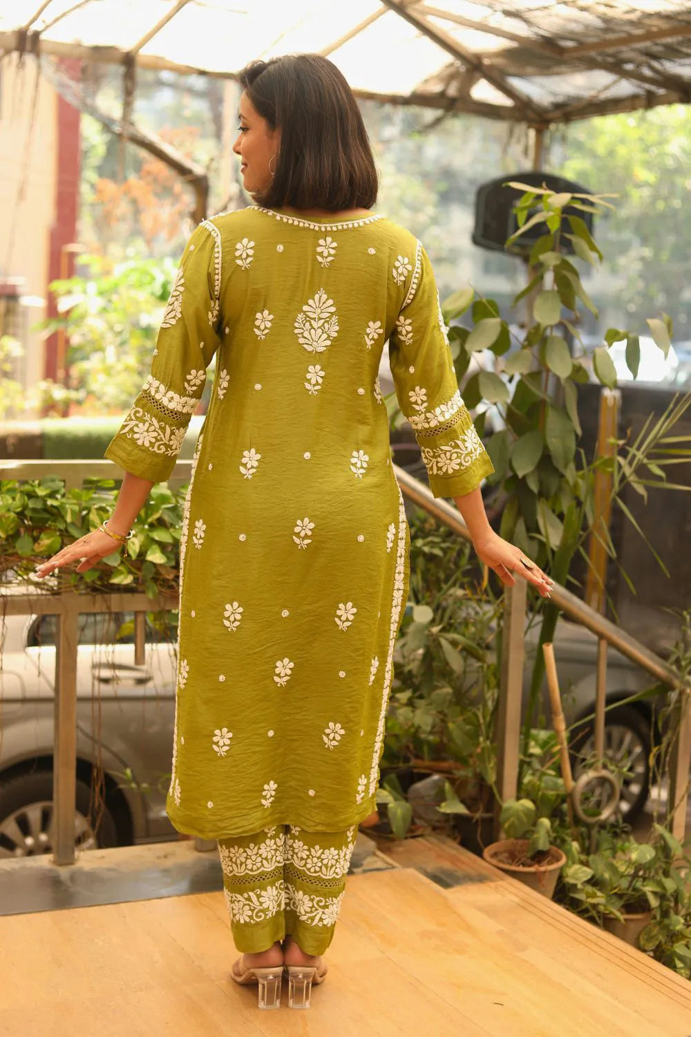 Shahira Chanderi Chikankari Pant Set
