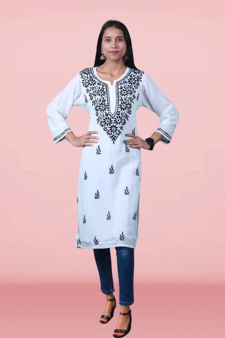 Stylish Rayon Chikankari Kurti - Rima Rayon Collection