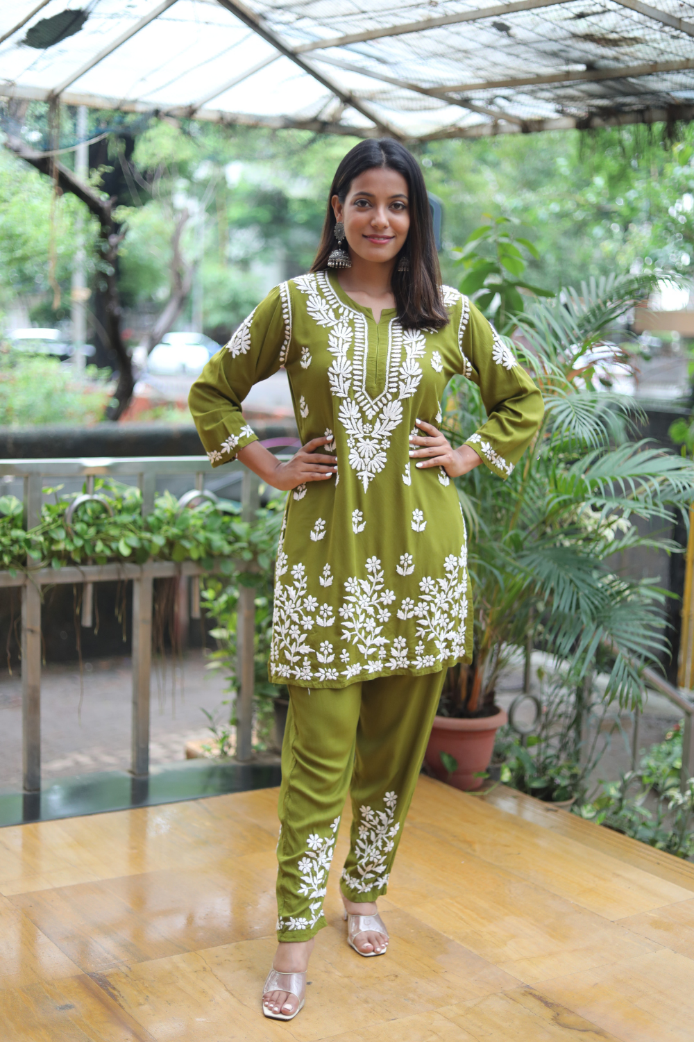 rayon chikankari kurta set