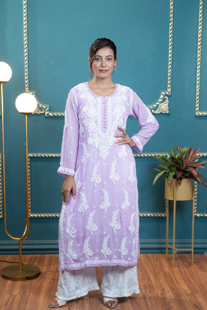 Hala Viscose 3D Chikankari Designer  Kurti