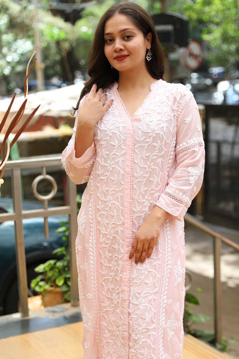 Mehak Premium Muslin 3D Chikankari Ombre Kurti Palazzo Set