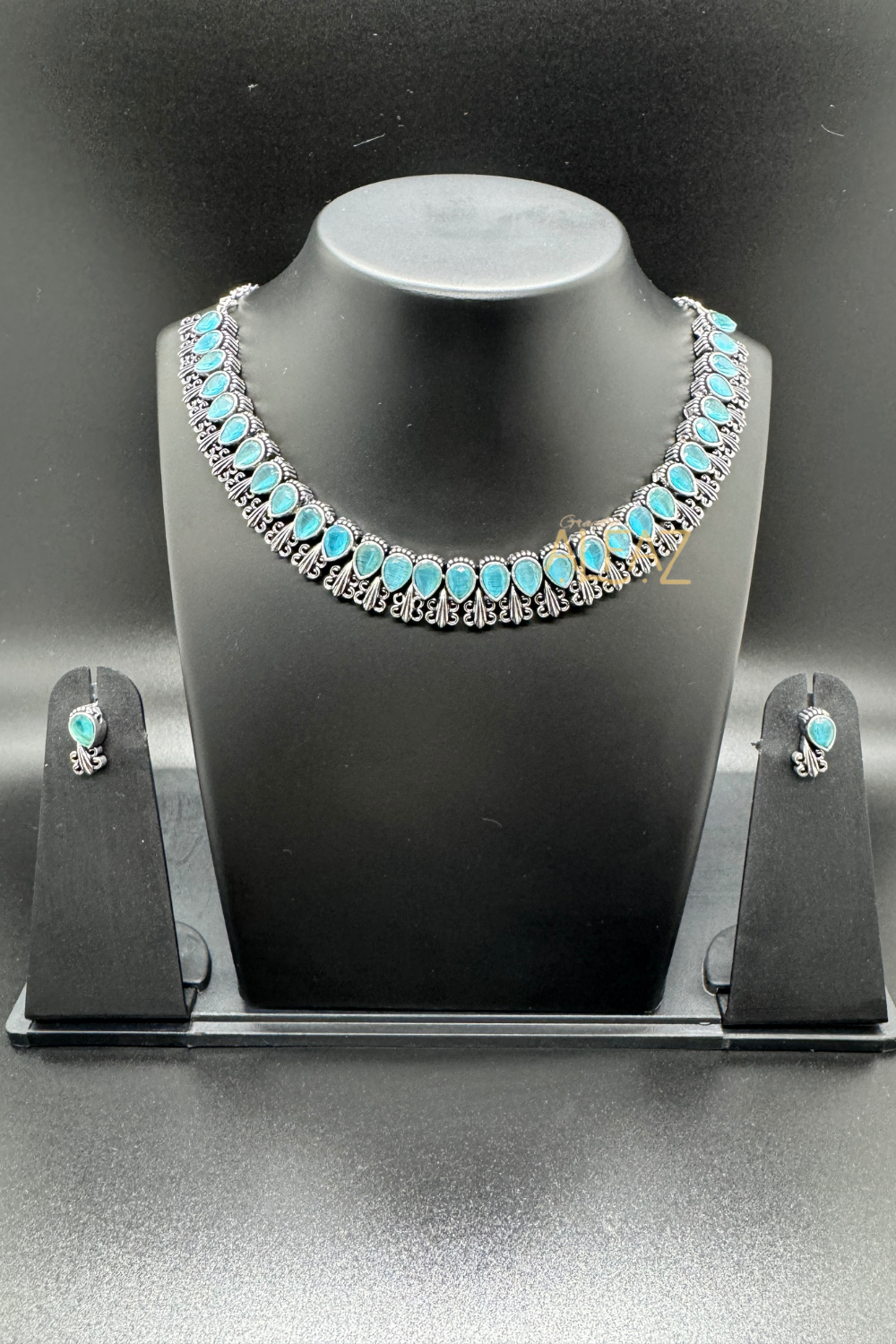 Alfaz Silver Oxidised Necklace Set