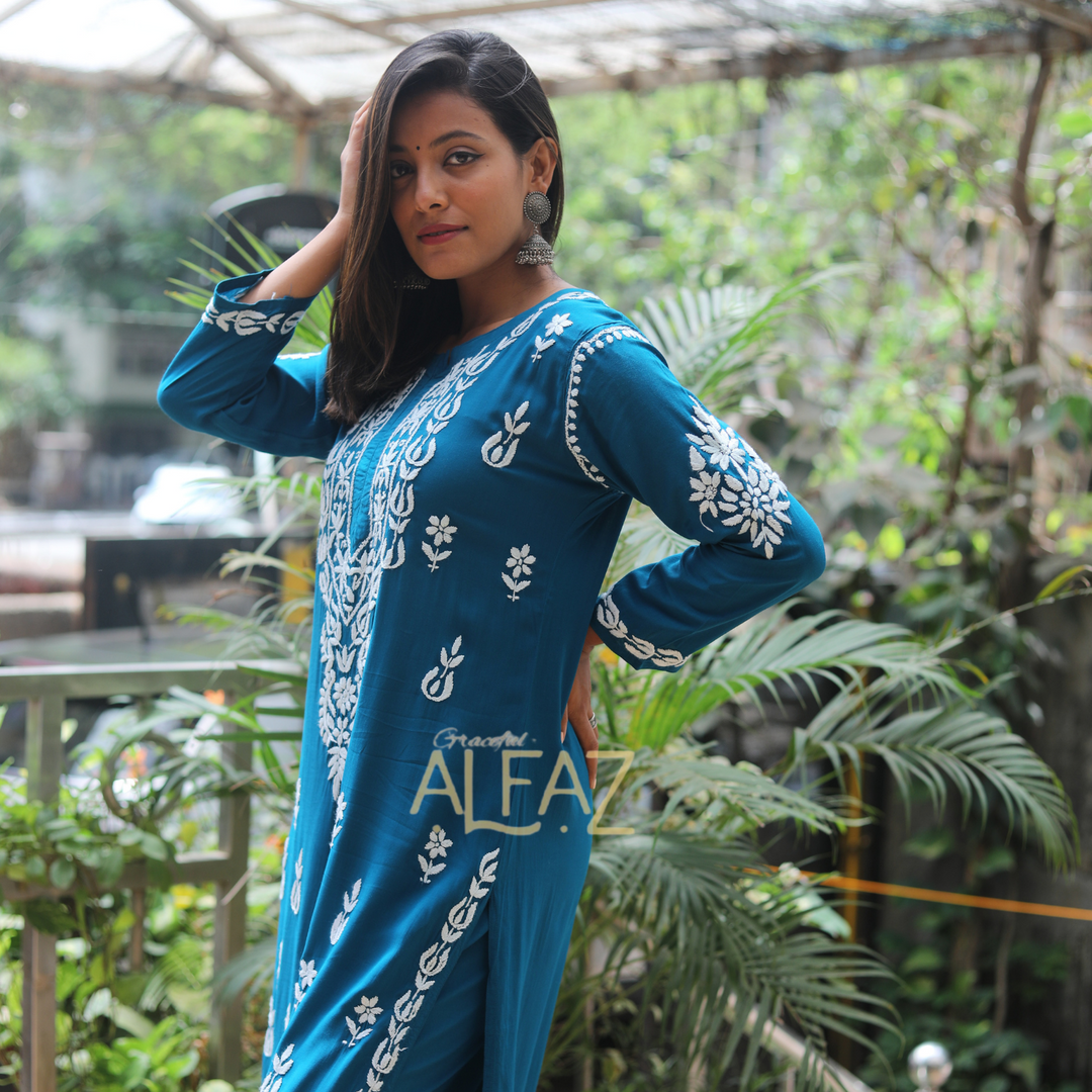 chikan kurti plazo set