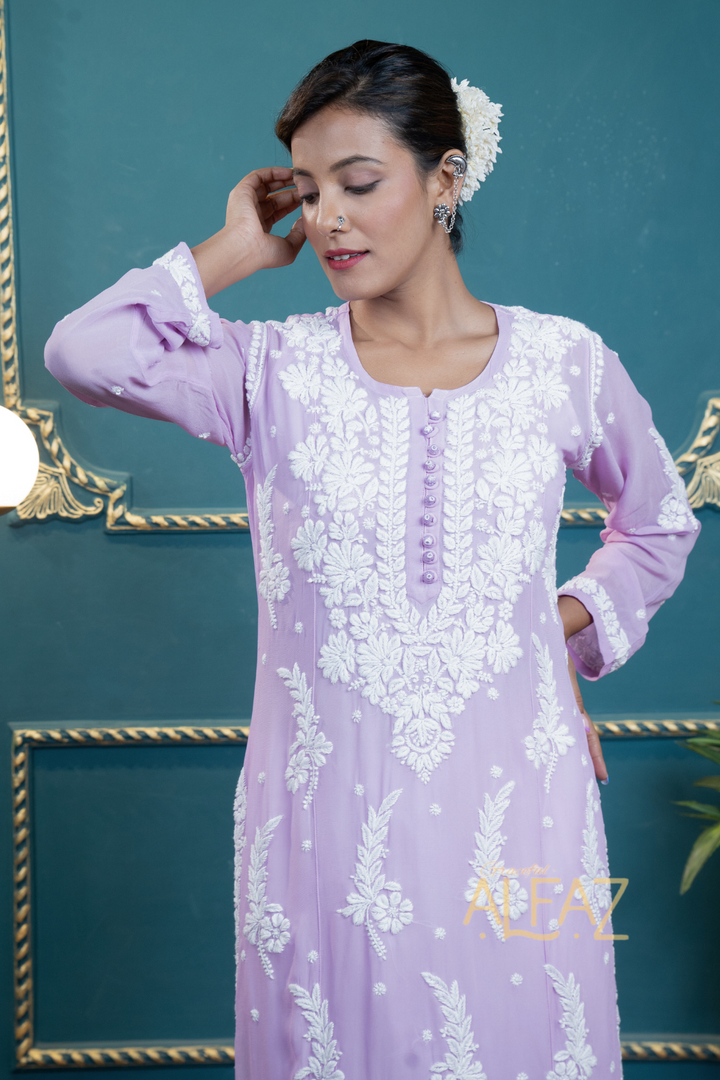 Hala Viscose 3D Chikankari Designer  Kurti