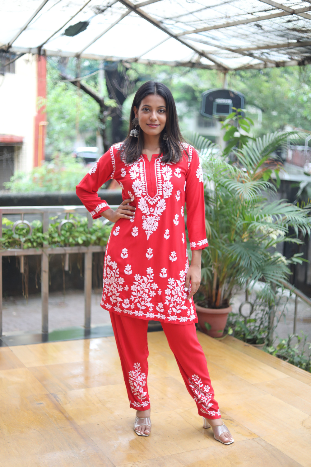 rayon chikankari kurta set