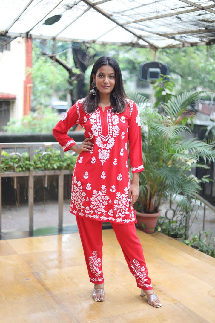 rayon chikankari kurta set