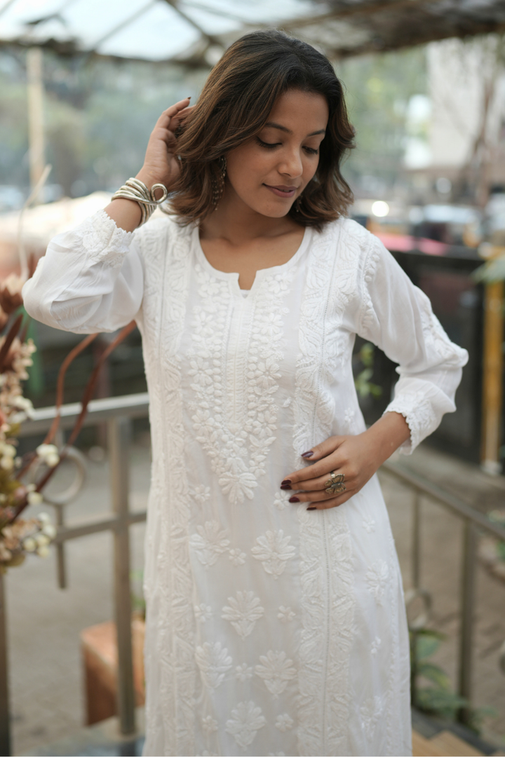 Kyra  Premium  Muslin Chikankari Kurti