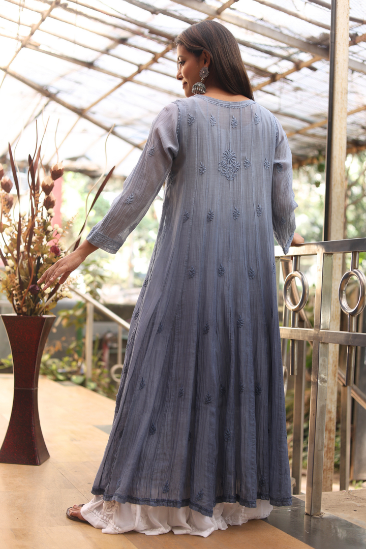 Noor  Premium Mulchanderi  Chikanakri Designer Anarkali Tone To Tone