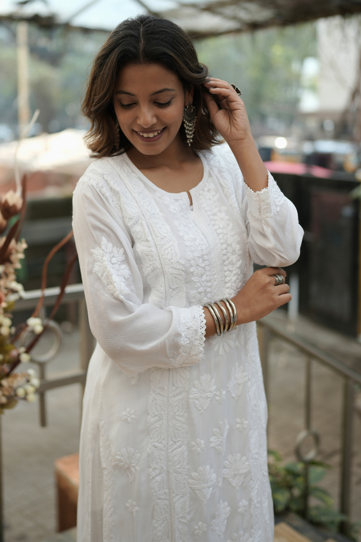 Kyra  Premium  Muslin Chikankari Kurti