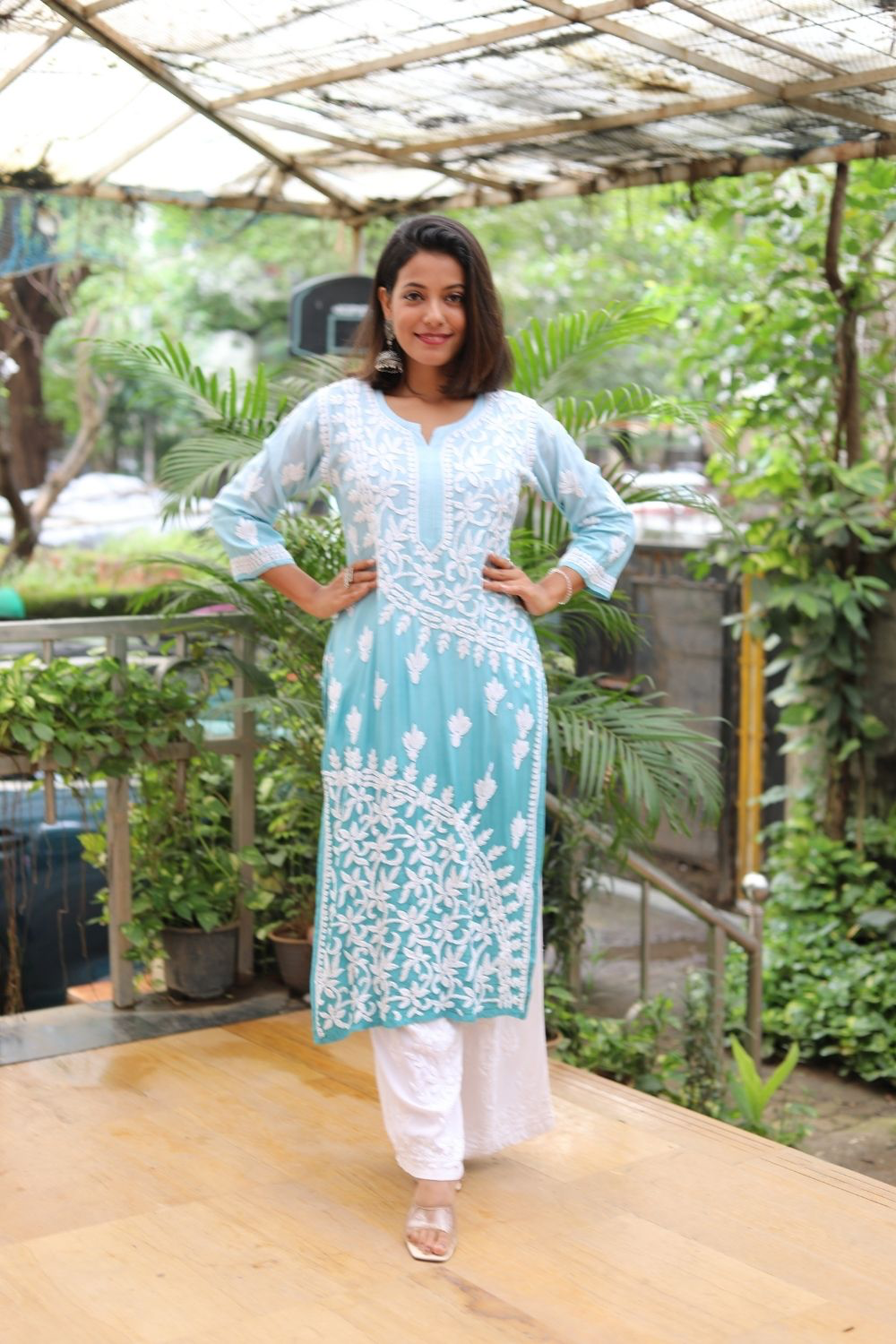 Zahira Muslin 3D Chikankari Ombre Kurti