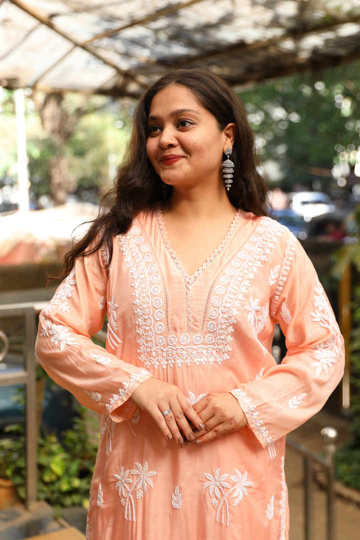 Zara Muslin 3D Chikankari Kurti