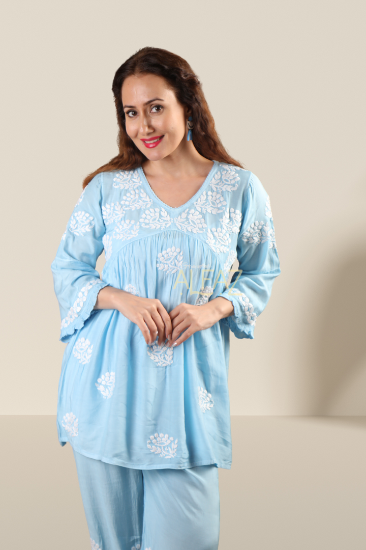 chikan kurti plazo set