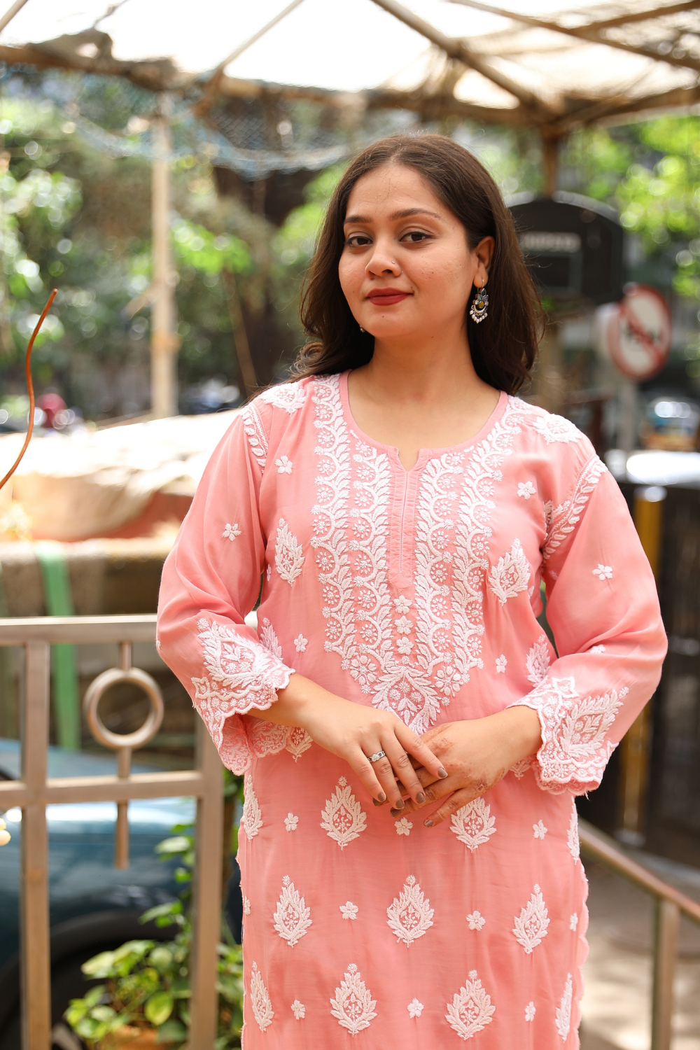 Dania Premium Muslin 3D Chikankari  Cutwork Kurti Pant Set