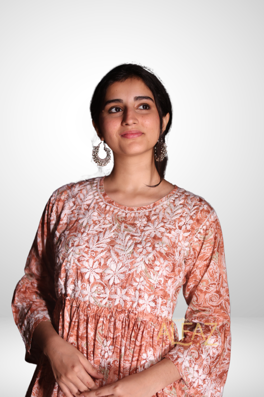 Ghazala Printed Mulmul Chikankari Gharara Set