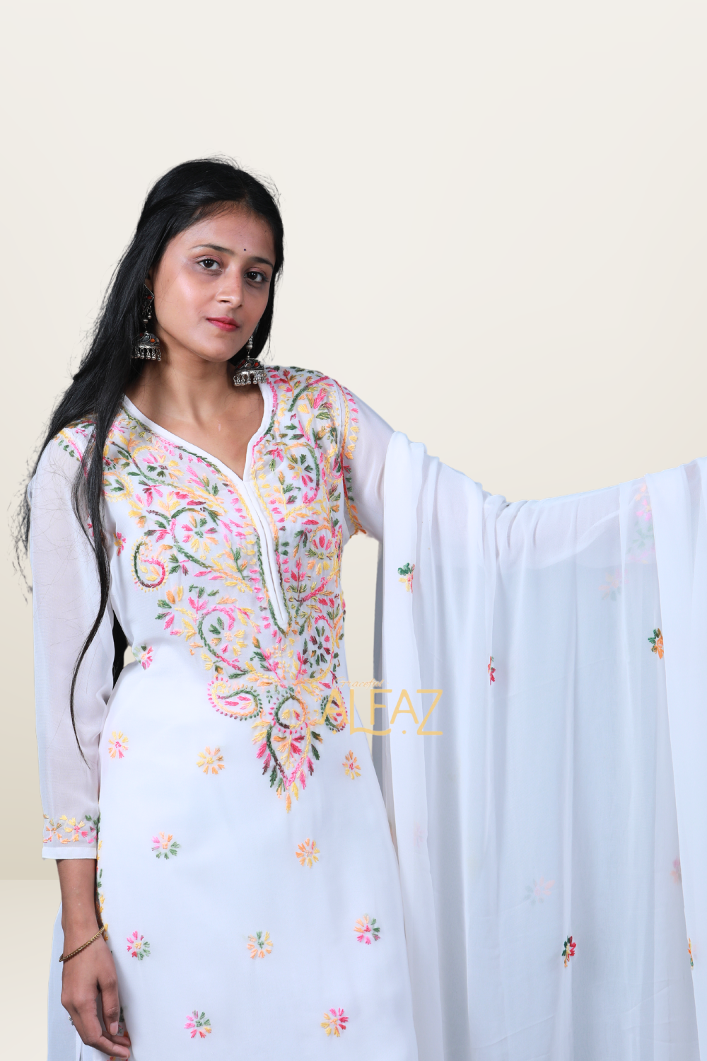 chikankari georgette kurta