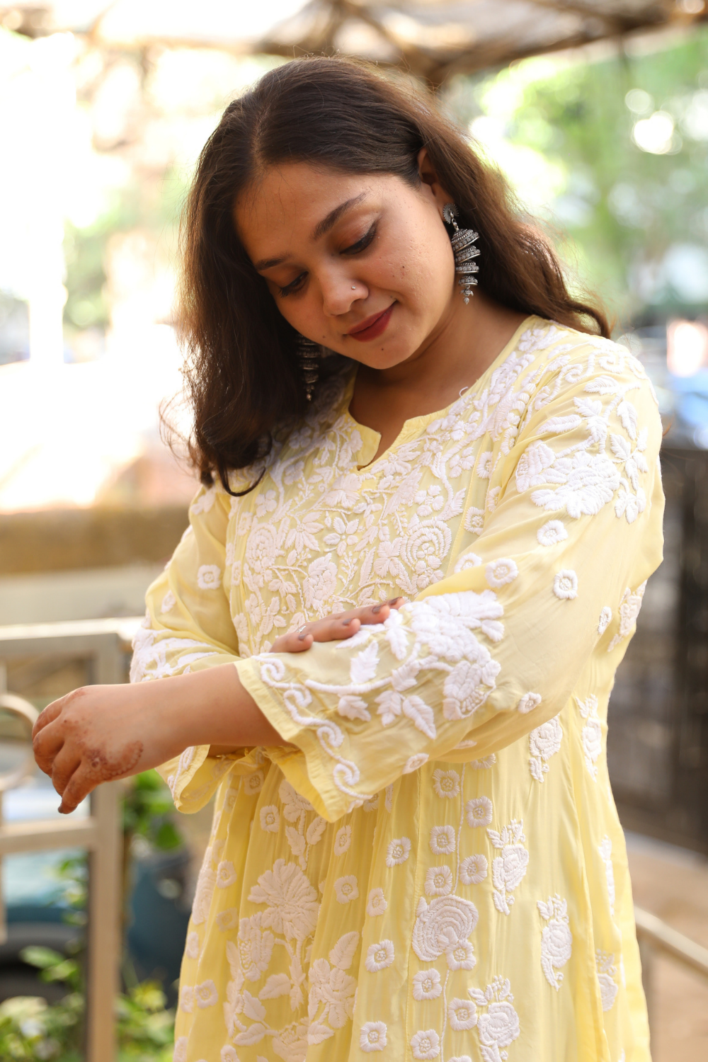 Rabia 3D  Chikankari A-line Gown | Lucknowi Chikankari Gown