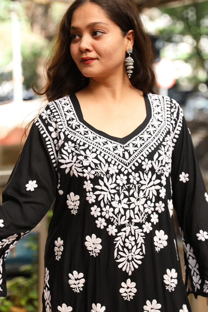 Sofiya Premium Modal Chikankari  3D Long Kurti