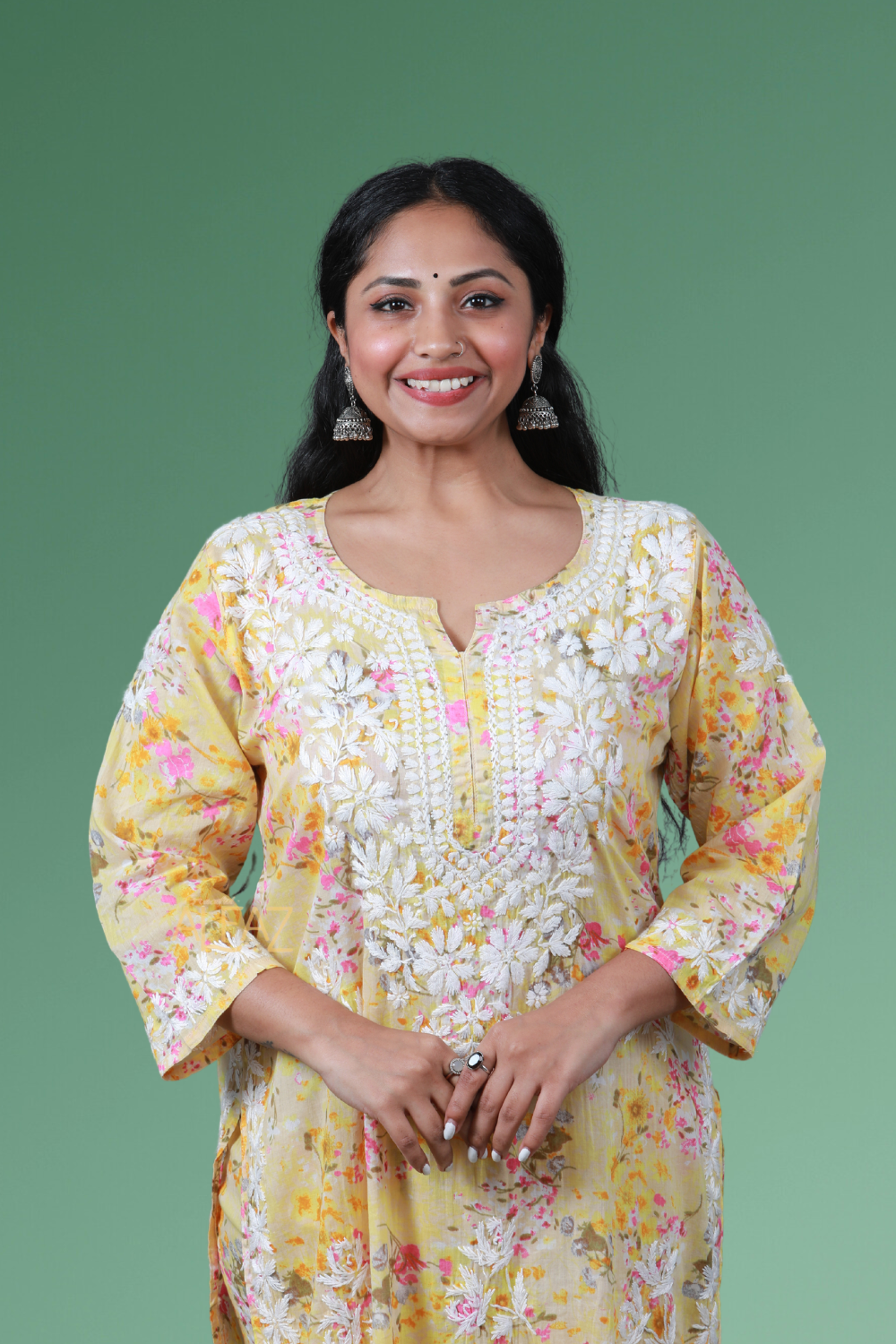 Safiya Printed Mulmul Chikankari Palazzo Set