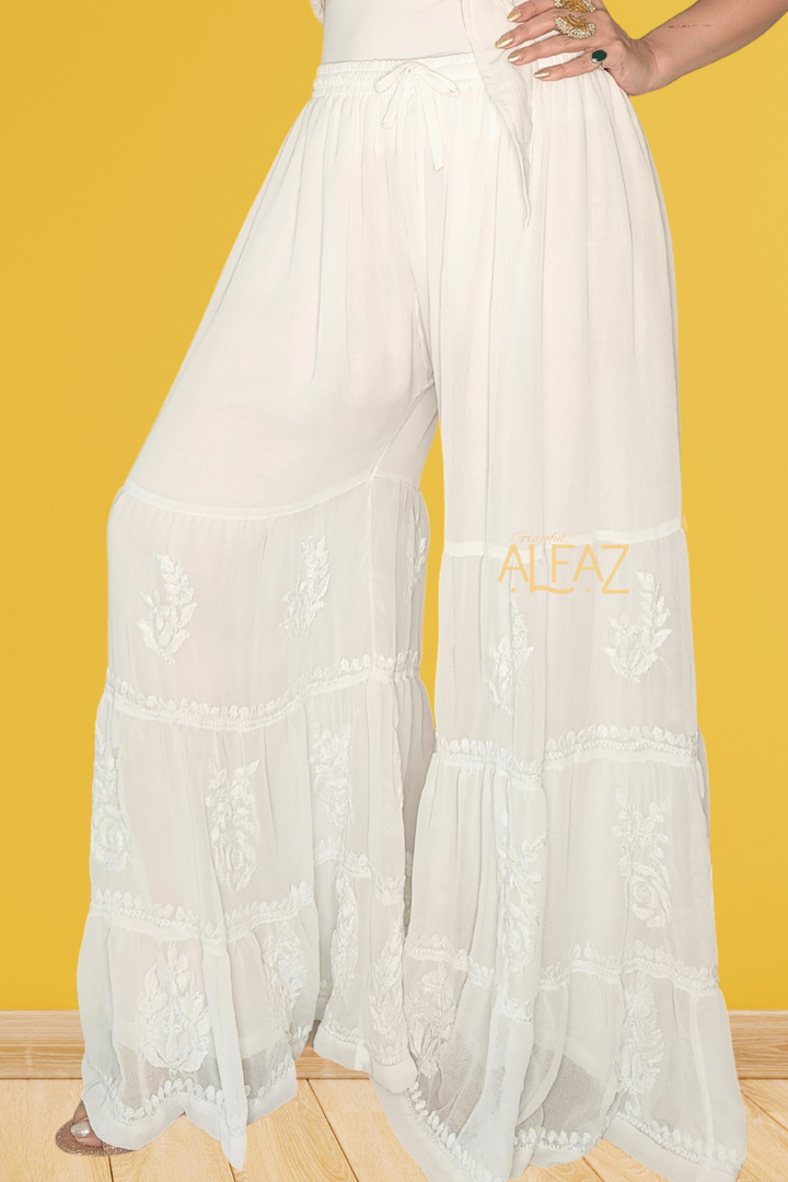 chikankari white sharara