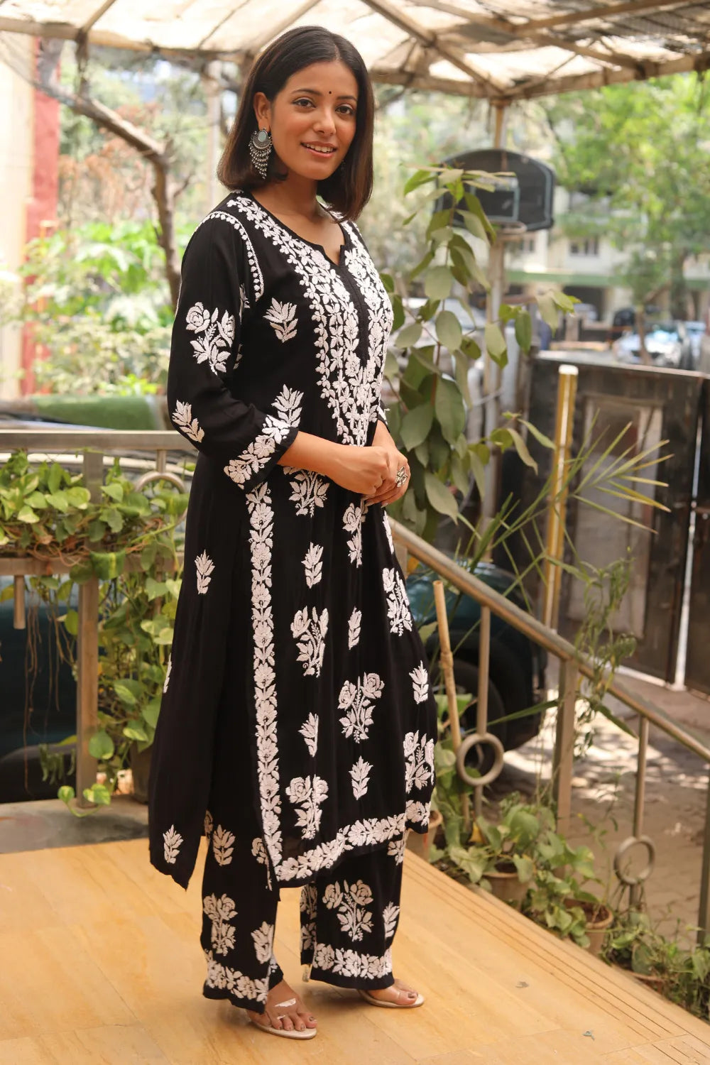 Shoma Modal Chikankari Kurti Palazzo Set
