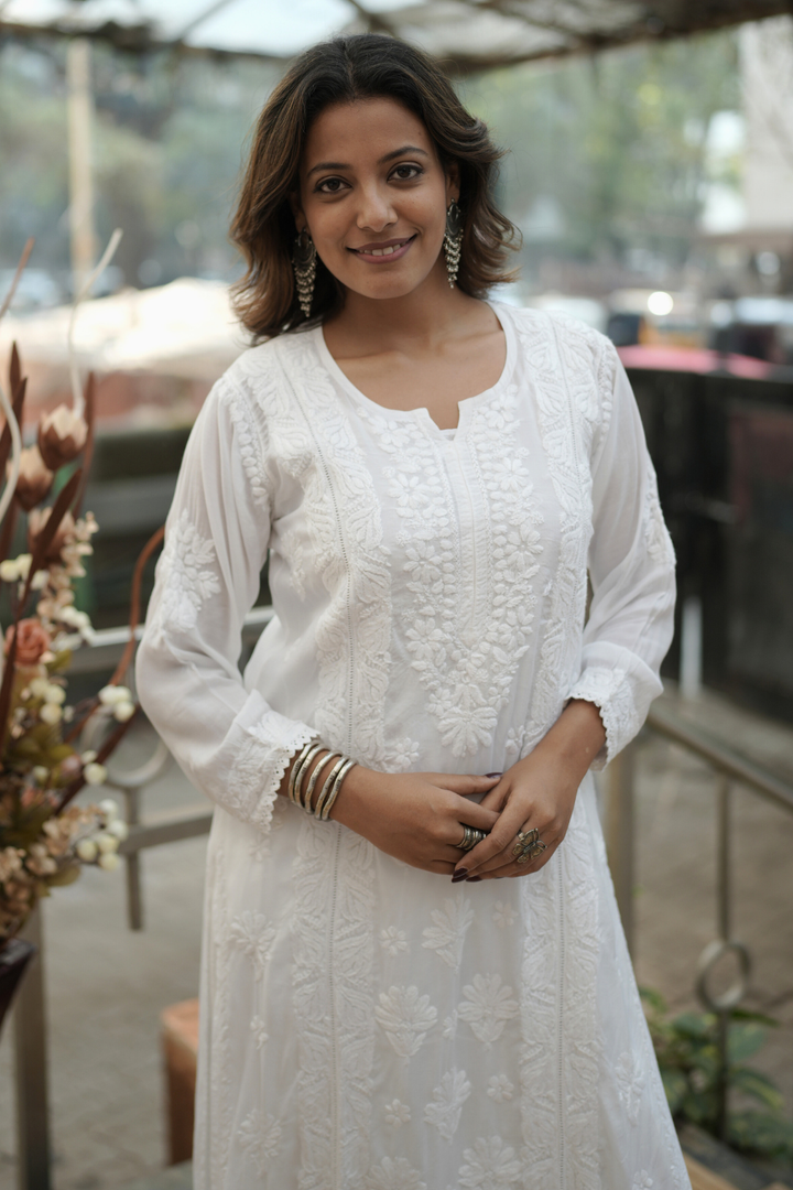 Kyra  Premium  Muslin Chikankari Kurti