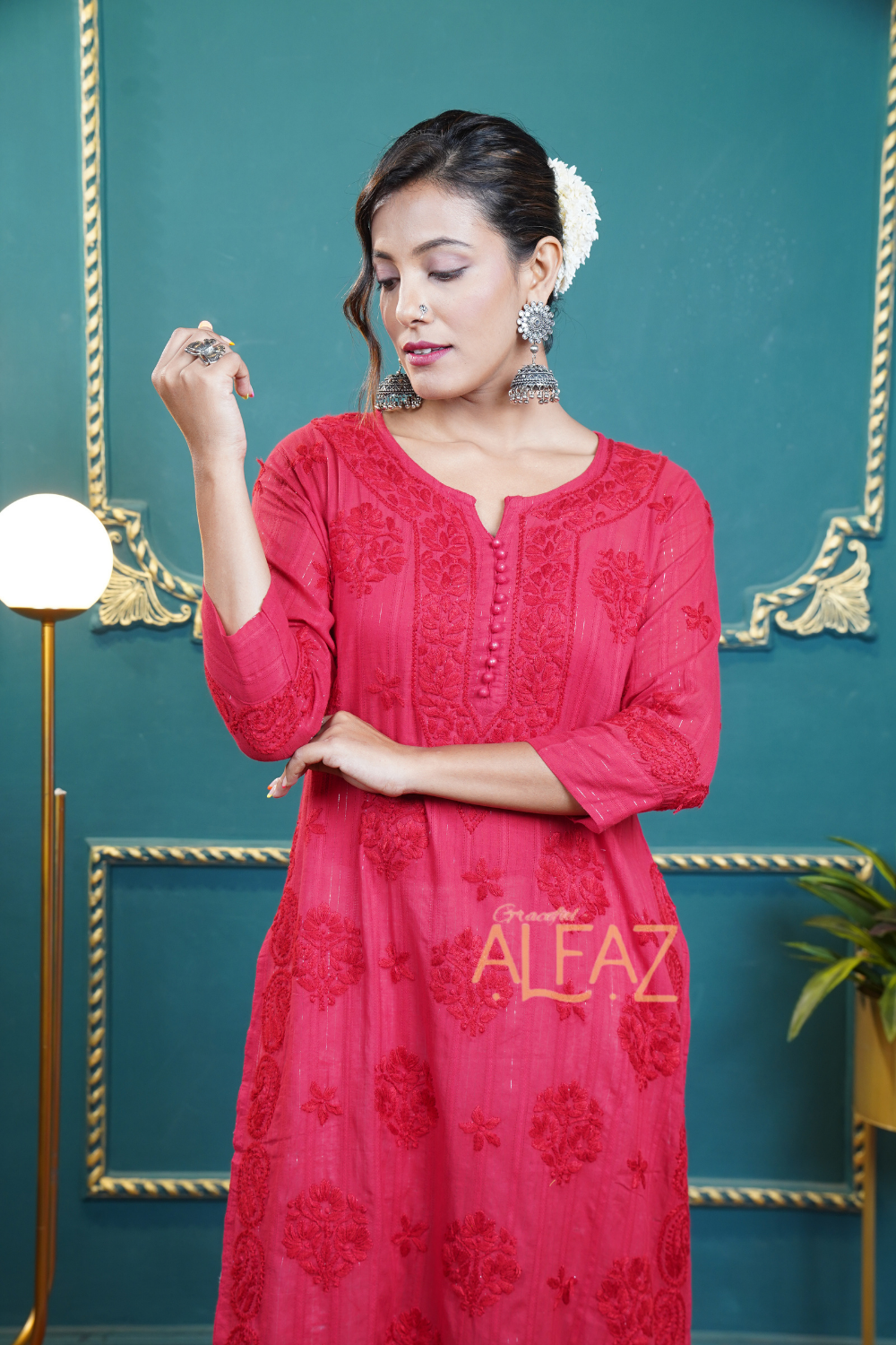 Sona Zari Lining Pure Mulmul Chikankari Kurti