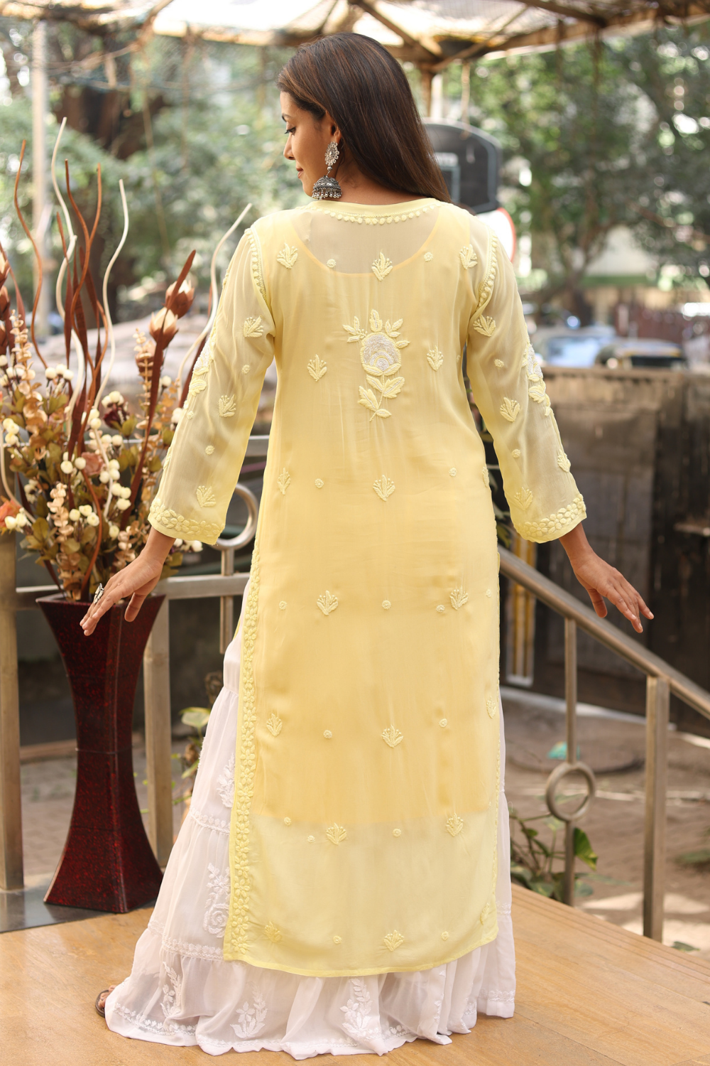 Lamis Viscose Designer Add On Cutdana And Pearl Work Chikankari Kurti