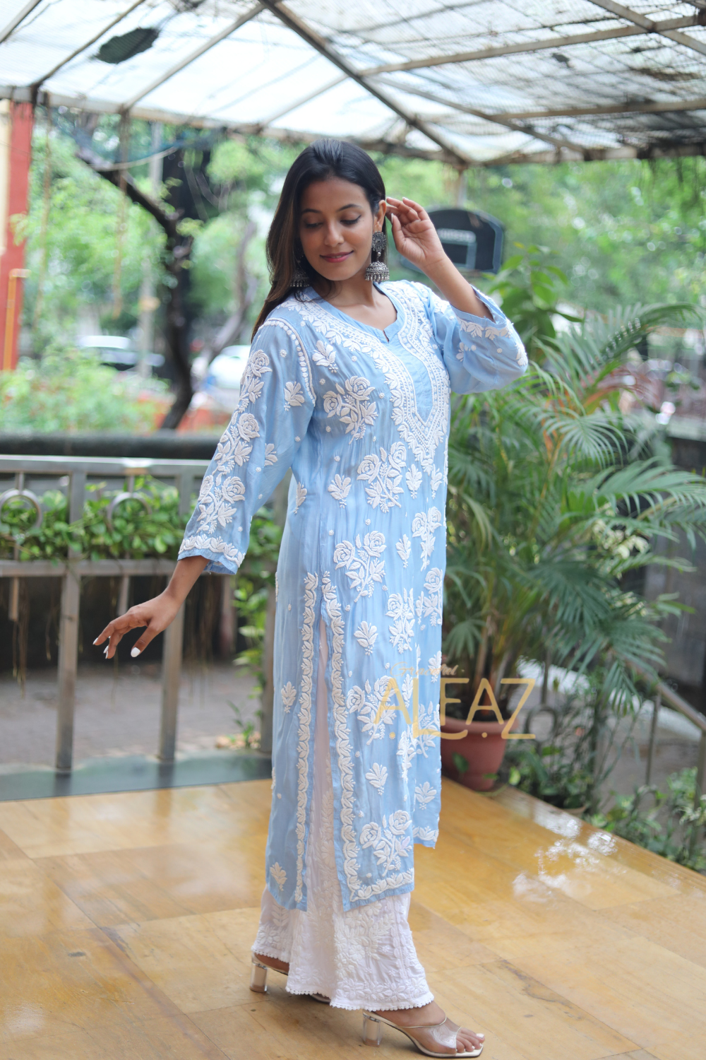 long chikankari kurtis