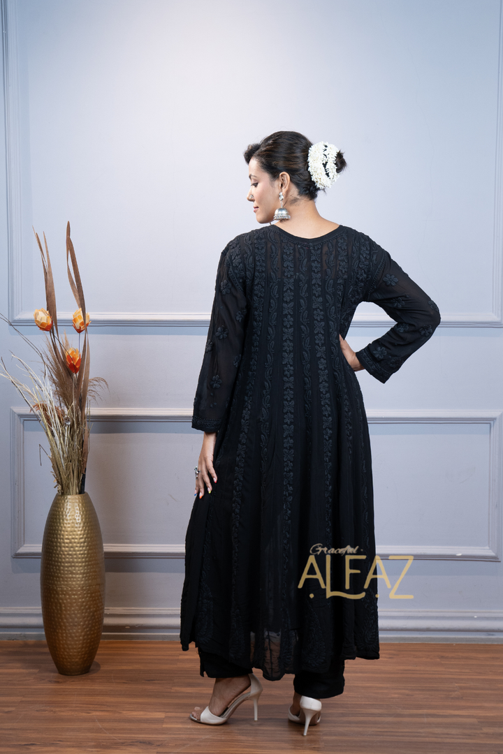 Pakeeza Premium Viscose 3D Chikanakri Designer Anarkali Tone To Tone