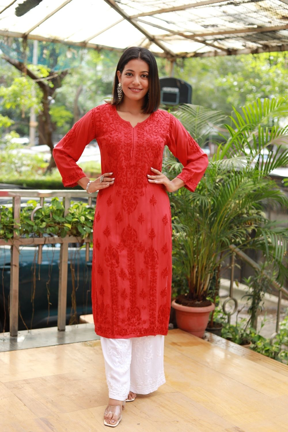 Chandni Modal Chikankari Kurti Tone to Tone