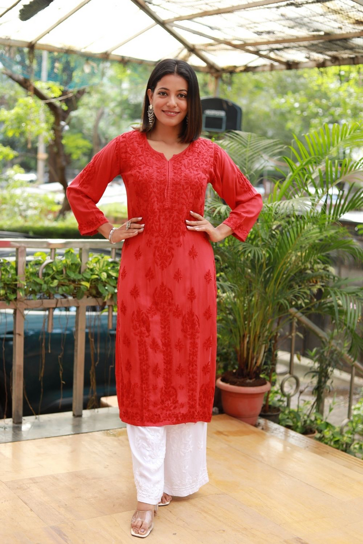 Chandni Modal Chikankari Kurti Tone to Tone