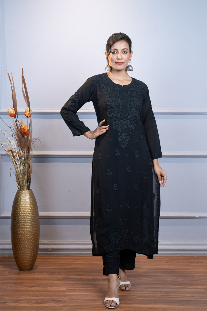 Aida Premium Viscose 3D Chikankari Long Kurti