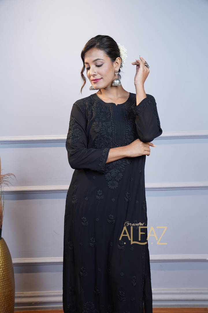 Aida Premium Viscose 3D Chikankari Long Kurti