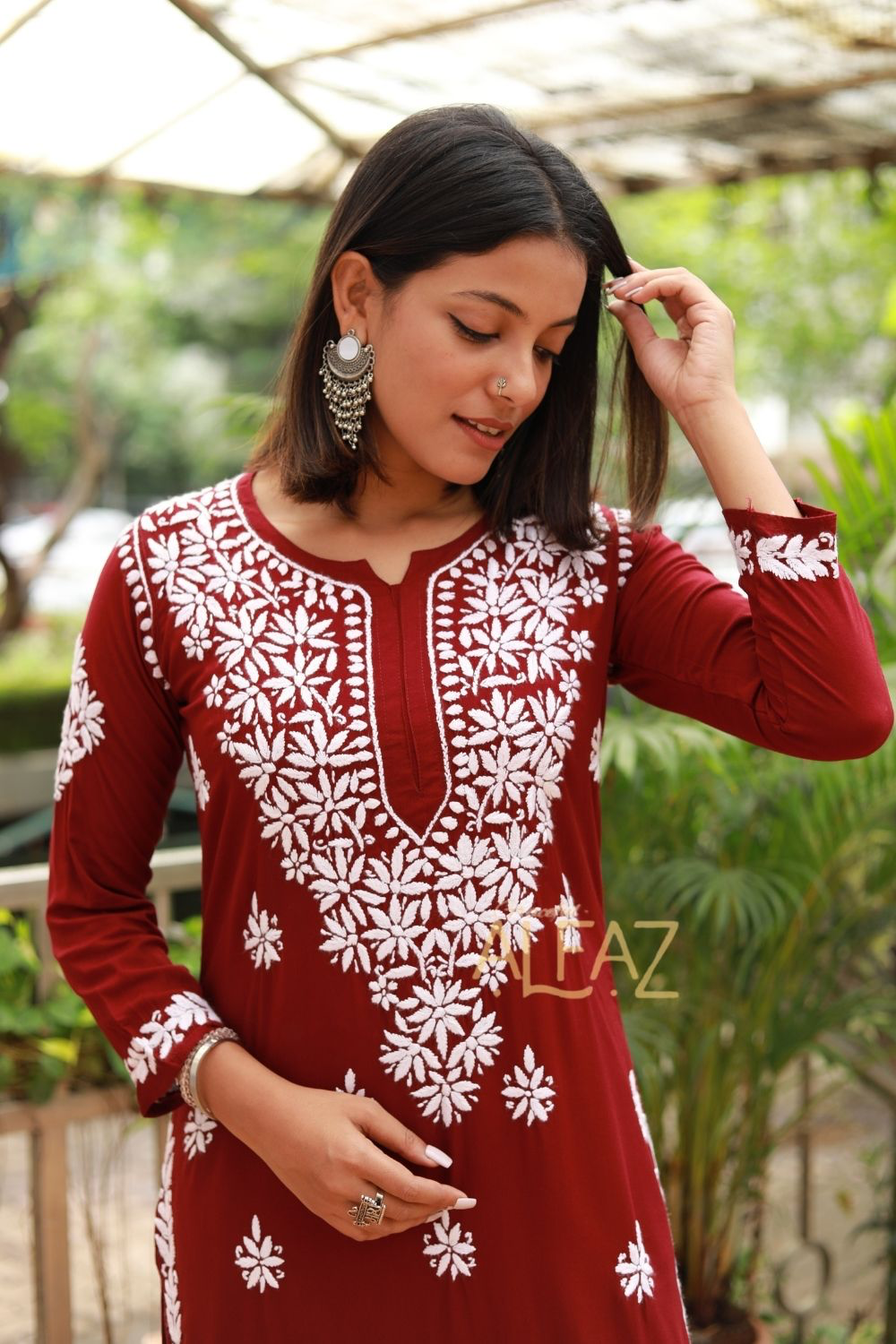 Jiya Rayon Chikankari Long Kurti